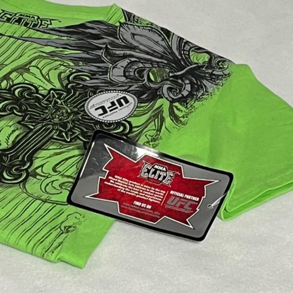 MMA Elite Green T-Shirt With Crosses And Fleur De Lis Design NWT - Picture 10 of 11